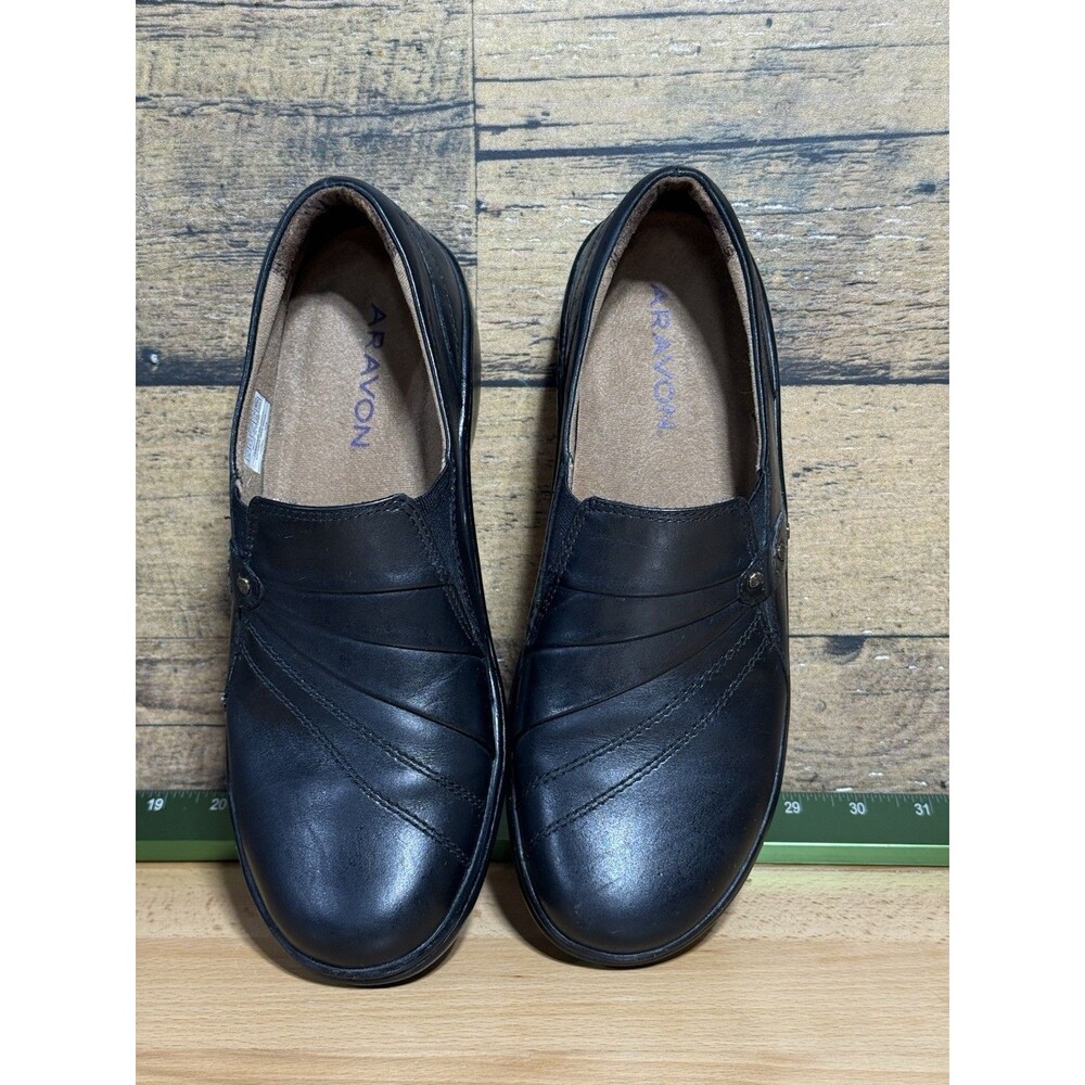 🔥ARAVON DANIELLE-AR AAG08BK Women's Size 9 2A Slip On Black Shoes Excellent - Picture 5 of 8